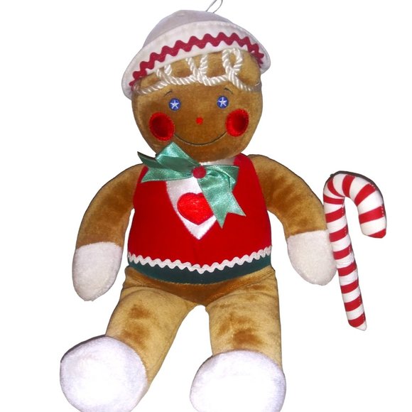 VTG Target Gingerbread Man Commonwealth Stuffed Candy Cane Holiday Plush Toy 199 - Picture 1 of 8